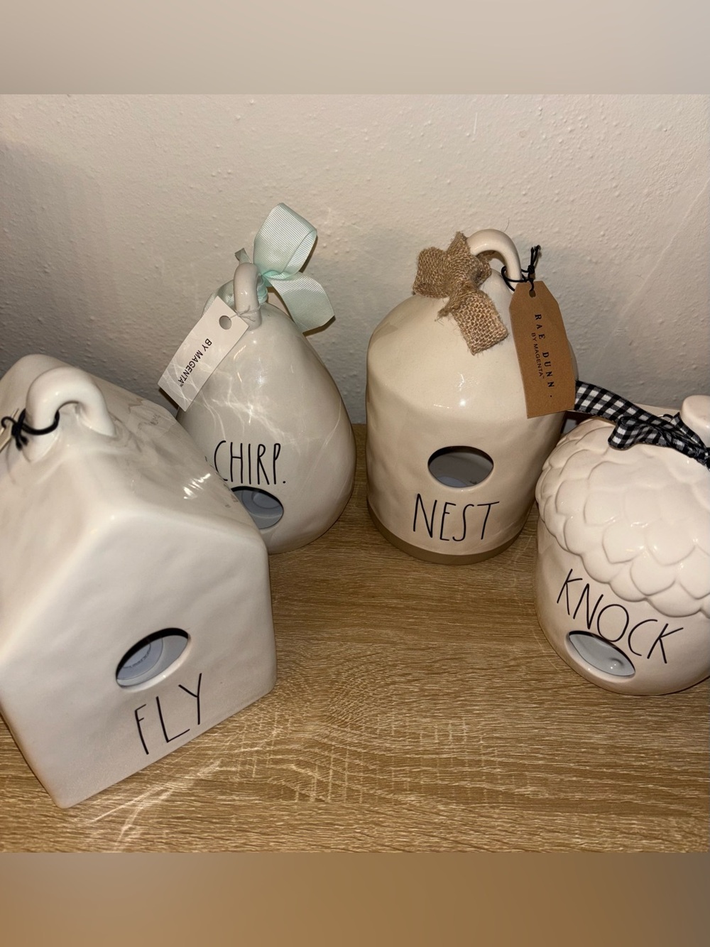 Rae Dunn By Magenta Artisan Collection (FLY, NEST, KNOCK & CHIRP) Birdhouse Lot